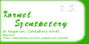 kornel szentpetery business card