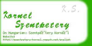 kornel szentpetery business card